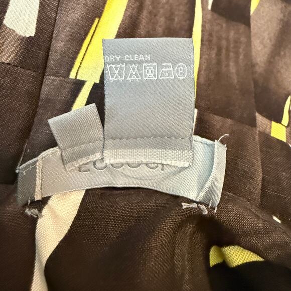 Eccoci Layered Shell Dress Brown Yellow Silk Linen Size 12 - Picture 11 of 11